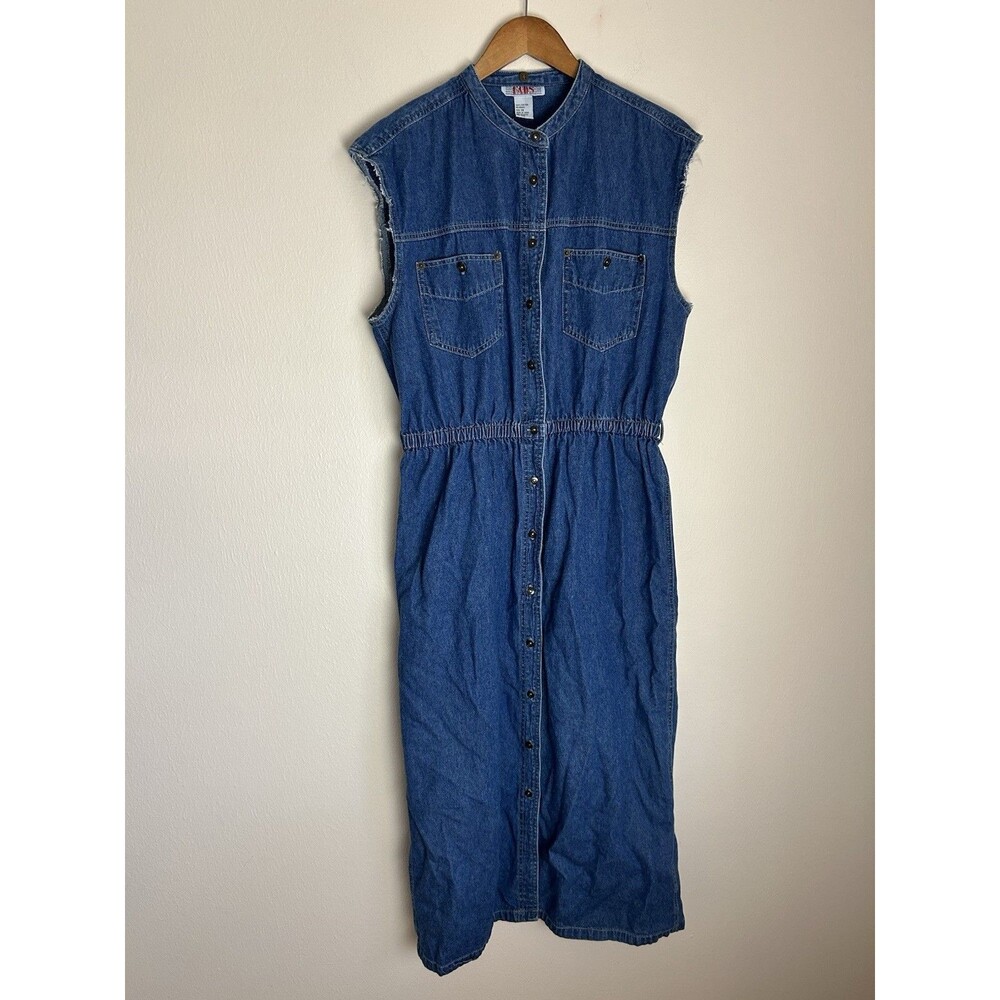 Sleeveless Denim Midi Dress in Blue by L.L. Bean